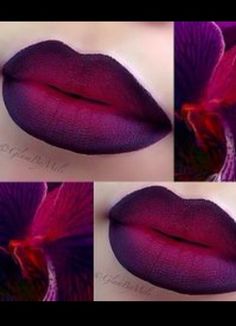 red purple ombre lips Drag Make-up, Beauty Make-up, Makijaż Smokey Eye, Purple Ombre, Lip Brush, Beautiful Lips, Lip Art, Lipstick Shades