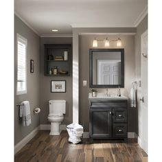 772515393631_10340070_732207047.jpg Wood Tile Bathroom, Bathroom Wood, Bathroom Vanities Without Tops, Half Bathrooms, Grey Bathroom Vanity, Basement Makeover, Bathroom Vanity Base, Classic Bathroom, Trendy Bathroom