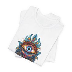 Hamsa Evil Eye Shirt, Boho Third Eye Tshirt,  Spiritual Shirt, Witchy Shirt, Witchy Gift, Spiritual Gift, Gift for Sister, Mom Welcome to my store! Our shirts are designed to add joy and color to your life. Feel free to ask me anything you may need help with, I'm happy to assist you in any way. *please note, there may be changes in the color shade depending on the screen on which the item is viewed. --------------------------------------------------------------------------------- Bella Canvas Tshirt .: Made with 100% Airlume combed and ring-spun cotton, a lightweight fabric (4.2 oz/yd² (142 g/m that is easy to layer, breathable. Perfect for active and leisure wear. .: The retail fit that is perfect for casual and semi-formal settings. The crew neckline adds a classic, neat style that's per White Cotton Shirt With Printing, White Printed Cotton Shirt, Multicolor Crew Neck Shirt With Printing, Multicolor Short Sleeve Tops With Printing, Multicolor Cotton Shirt With Printing, Multicolor Cotton Printed Shirt, Eye Shirt, Witchy Shirt, Hamsa Evil Eye