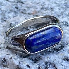 Stainless Steel With Sodalite Stone; Unworn Classic Blue Lapis Lazuli Rings, Blue Ring, 7 Rings, Ring Color, Blue Rings, Womens Jewelry Rings, Blue And Silver, Jewelry Rings, Color Blue