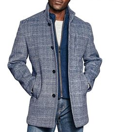 Wool Car Coat, Car Coat, Johnston Murphy, Wool Blend Coat, Wool Plaid, Mens Outerwear, Dillard's, Clothing Co, Blazer Coat