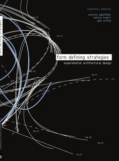 a book cover with an image of lines and curves in the middle, on a black background