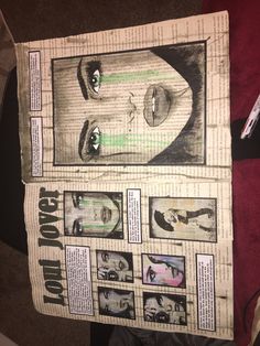 an old newspaper with some drawings on it