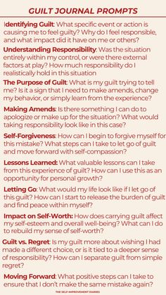 Struggling with guilt? This journal prompt is designed to help you explore and process those feelings. Take a moment to reflect, write, and release the burden of guilt. Start your journey toward emotional healing today. #selfhelp #guilt #journalpropmts #selfheal #healing Journaling Emotional Healing, Writing Therapy Prompts, Recovery Prompts, Writing Prompts For Healing, Family Therapy Activities, Relationship Journal, Cbt Worksheets