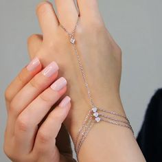 Celebrity Multi Chain Slave Bracelet with Finger Ring Bracelet Ring Chain, Zirconia Bracelet, Pink Jewels, Ring Bracelet Chain, Ring Chain, Bracelet Ring, Jewelry Metal, Chain Design, Bracelet Length