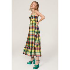 Multicolor plaid cotton (100% Cotton). A-line. Sleeveless. Square neck. Side zipper closure. 45" from shoulder to hemline. Imported. Preppy Plaid, Plaid Bow, Bow Dress, Rent The Runway, Closet Designs, Dress With Bow, Kate Spade New York, Square Neck, Side Zipper