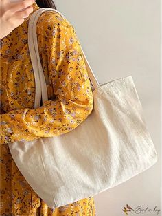 BirdinBag - Premium Canvas Tote Bag with Ample Storage - New Arrival Beige Pattern, Bags Tote, Word Wrap, Shoulder Tote Bag, Canvas Tote Bag, Shoulder Tote, Womens Tote Bags, Canvas Tote, New Arrival