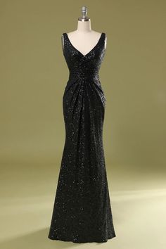 Long Black Sequins Dress Black Sequin Dress Long, Long Black Sequin Dress, Black Sequins Dress, Train Dress, Long Sequin Dress, Best Prom Dresses, Sequins Dress, Sequin Evening Dresses, Evening Dresses Cocktail