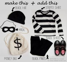 the contents of a black and white striped outfit