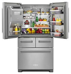 an open refrigerator with its doors wide open