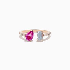 Effy 14K Gold Diamond, Pink and White Sapphire Toi Et Moi Ring Effy Jewelry, White Sapphire, Gold Rose, Pink And White, Gold Diamond, Sapphire, Rose Gold, Ring, Gold