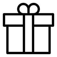 a black and white image of a gift box with a bow on it's side