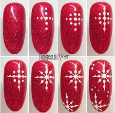 Diy Christmas Nail Art, Nailart Tutorial, Christmas Nails Diy, Xmas Nail Art, Christmas Tree Nails, Snowflake Nail Art