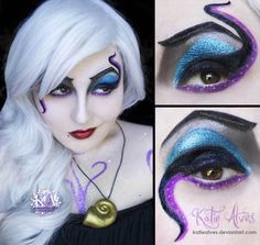 Carnaval Make-up, Disney Inspired Makeup, Cosplay Makeup Tutorial, Ursula Costume, Mermaid Summer