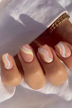 Cute Short Nails, Summery Nails, Short Square Acrylic Nails, Short Nail Designs, Pastel Nails, Orange Nails