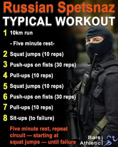 the russian spetsnaz typical workout is shown in this advert for an article