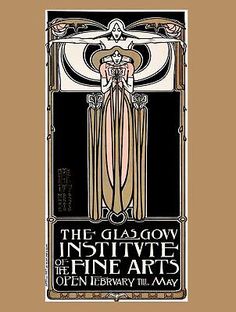 an art nouveau poster with the words'the glow institive fine arts open library may '