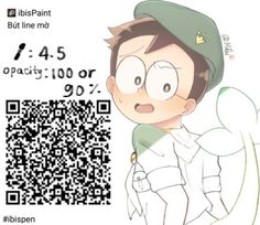 an image of a boy with a hat on and qr code in front of him