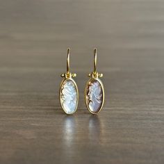 Elongated Oval Mother of Pearl Cameo Earrings – Meeka Fine Jewelry Elongated Oval, Vintage Jewlery, Cameo Earrings, Gold Frames, Newport Rhode Island, Vintage Cameo, Unique Necklaces, Gold Frame, Newport