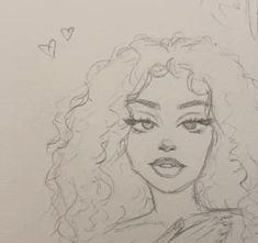 a drawing of a woman with curly hair