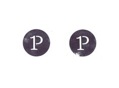 two black and white circles with the letter p in them, on a white background