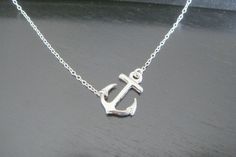 Sterling Silver Simple Sideways Anchor Necklace Earrings Bridal Jewelry Bridesmaids Gift Birthday Ch Simple Bridal Jewelry, Anchor Jewelry, Anchor Necklace, Bridal Fashion Jewelry, Charm Necklaces, Inspired Jewelry, Bday Ideas, Bridesmaids Gifts, Fine Jewellery