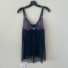 Stunning Mesh Slip By Adore Me Now Detail Sheer Polka Dot Pink And Black Adjustable Straps Brand New With Tags Black Coquette Sleepwear For Sleepover, Black Sleepwear For Sleepovers, Coquette Black Sleepwear For Sleepover, Aesthetic Intimates, Adore Me, Black Polka Dot, Pink And Black, Me Now, Women's Intimates