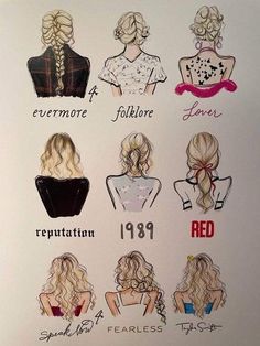 the back of a woman's head with different hair styles