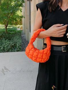 Bird in Bag - Mini Fashionable Pleated Handbag Hobo Bag Patterns, First Contact, Orange Bag, Diy Supplies, Bird In Bag, Hobo Bag, Bag Pattern, Color Orange, Polyester Material