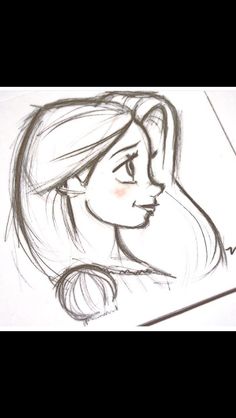 a drawing of a girl with long hair