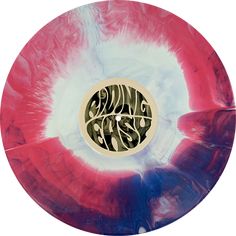 a red, white and blue disc with the words going crazy printed in black on it