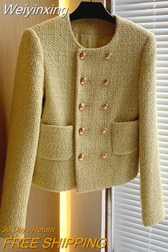 Shipping: Worldwide Express Shipping AvailableDelivery time: 🚚7-15Days Fast ShippingReturns: Fast refund,💯100% Money Back Guarantee. Yellow Tweed Jacket Outfit, Giacca In Tweed, Tweed Fashion, Mode Mantel, Womens Tweed Jacket, Blazer Jackets For Women, Print Denim, High Street Fashion, Classic Jacket