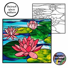 stained glass pattern with water lilies