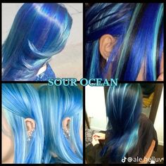 Ocean Hair Color, Dr Ideas, Ocean Hair, Mha Dr, Goth Hair, Teal Hair, Shades Of Blue, New Look, Hair Color