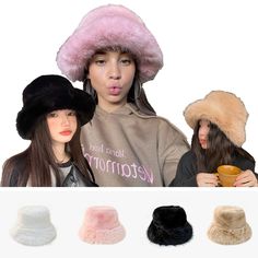 Fluffy Faux Imitation Fur Bucket Hat Women y2k Warm Thick Winter Hat Luxury Fashion Plush Furry PINK Fur Bucket, Fur Bucket Hat, Bucket Hat Women, Women Y2k, Hat Women, Winter Hat, Bucket Hat, Winter Hats, Luxury Fashion