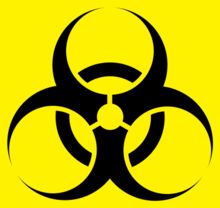 a black and yellow biohazard sign on a yellow background