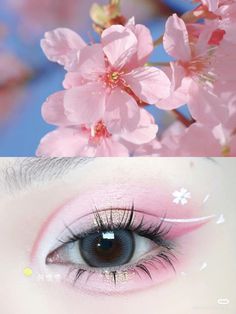 Sakura Flower Makeup, Cherry Blossom Eye Makeup, Cherry Blossom Makeup, Sakura Makeup, Anime Makeup