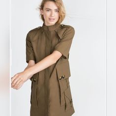 Gorgeous Limited Addition Zara Short Sleeves Mini Dress/ Trench Coat. Heavt Material. Worn Once! Zipper And Buttons. Flawless Condition! Short Coat Dresses For Women, Zara Sale, Trench Dress, Trench Coat Style, Classic Trench Coat, Dress Zara, Mini Robes, Fashion Wishlist, Short Sleeve Mini Dress