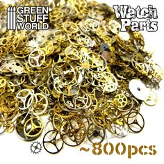 Specially selected Steampunk WATCH PARTS sourced to provide the parts our customers want most, this consists of a wide range of watch parts with a good amount of gears or cogs. You do get a better mix of parts with us. These lots are for 40 grams of mixed watch parts, suitable for steampunk project or arts and crafts and jewelery making or parts for watchmaker or watch repairer. Please look at 1€ coin for a guide many parts in each lot will be small. our parts will be very simular but not identi Steampunk Jewelry Diy, Steampunk Watch, Green Watch, Green Stuff, Steampunk Gears, Steampunk Accessories, Watch Parts, Antique Watches, Steampunk Jewelry