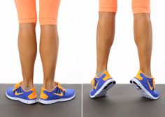 the legs and ankles of a woman in orange shorts