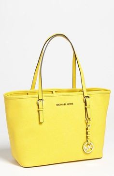 Michael By Michael Kors Yellow Jet Set Small Travel Tote Purse Boutique, Hand Bags For Women, Womens Designer Bags, Yellow Handbag, Handbag Outfit, Suede Handbags, Coach Handbag