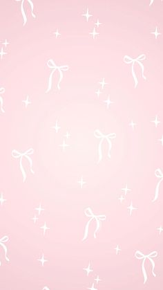 a pink background with white stars and bows