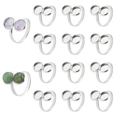 PRICES MAY VARY. Package Include: You will receive 14pcs 304 stainless steel open cuff ring findings, pad ring setting, flat round, stainless steel color. The size is about 0.66 inch(16.8mm) inner diameter, 0.10 inch(2.5mm) wide, tray: 0.31 inch(8mm) inner diameter, 0.37 inch(9.5mm) in diameter. Ring Blanks Tray: The finger ring blank base about 16.8mm in diameter, ideal for gluing on buttons, beads, gemstones, photos or anything else to create unique rings. Great diy accessories for home jewell Open Cuff Ring, Jewelry Making Kits, Ring Settings, Cuff Ring, How To Make Rings, Bezel Pendant, Cuff Rings, Diy Charms, Finger Ring