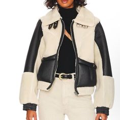 Never Worn. I Just Don’t Reach For It Chic Cream Biker Jacket For Winter, Chic Cream Outerwear For Cold Weather, Chic White Leather Jacket For Winter, Casual Cream Biker Jacket For Winter, Chic White Outerwear With Zipper Closure, Winter White Leather Jacket For Fall, Winter White Leather Jacket With Long Sleeves For Fall, Chic Cream Outerwear With Zipper Closure, Blank Nyc