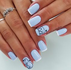 Elephant Nails, Dog Nail Art, Silhouette Nails, Short Oval Nails, Short Acrylic, Dog Nails, Teenage Fashion, Short Acrylic Nails Designs, Short Nail Designs