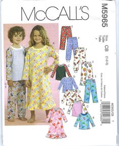 children's and girls'pyjamas sewing pattern