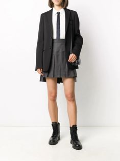 Thom Browne School Uniform Pleated Skirt - Farfetch Highschool Outfits Uniform, Korean Highschool Uniforms, Cute Private School Uniforms, Malaysia School Uniform, High School Uniform Outfits, School Outfits Highschool Uniform, Highschool Uniforms, Luna Costume, Grey Uniform