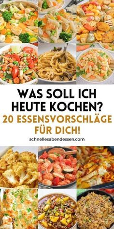 many different types of food with the words was solich heute kochen?