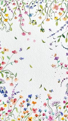 watercolor flowers and leaves on white paper