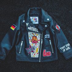 BLACK LEATHER JACKET for Boys, Personalised Hand Painted Zaradreamland Bespoke Biker Jacket With Embroidered Patches and Empowering Messages - Etsy UK Jacket For Boys